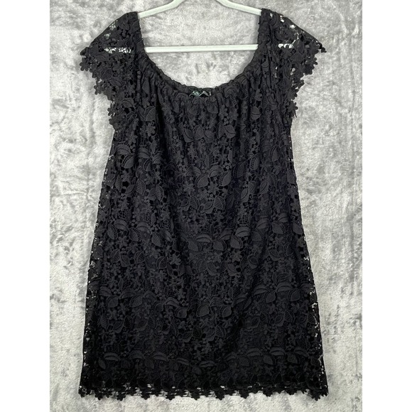 Lauren Ralph Lauren Dresses & Skirts - Lauren Ralph Lauren Dress Women's Plus 1X Black Lace Off Shoulder Cocktail LBD